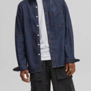 Mode of One Men's Regular-Fit Denim Shirt, Wall Street Size Medium